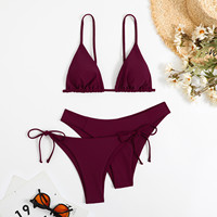 Ladies Three Piece Bandeau Bandage Bikini Sets Push Up Brazilian Swimwear Beachwear Swimsuit Solid Color Sexy Bikiniwear