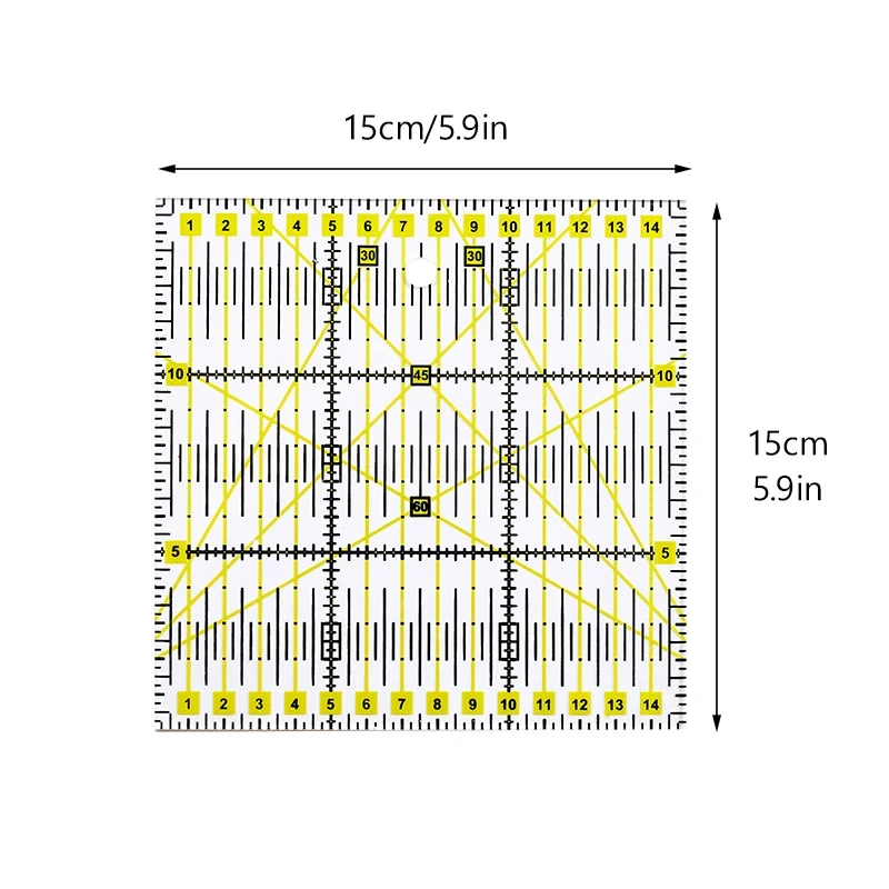 Fenrry 1Pc Acrylic Sewing Ruler 15*15 cm Square Drawing Measuring Patchwork Ruler Cloth Cutting Ruler DIY Sewing Craft Tools