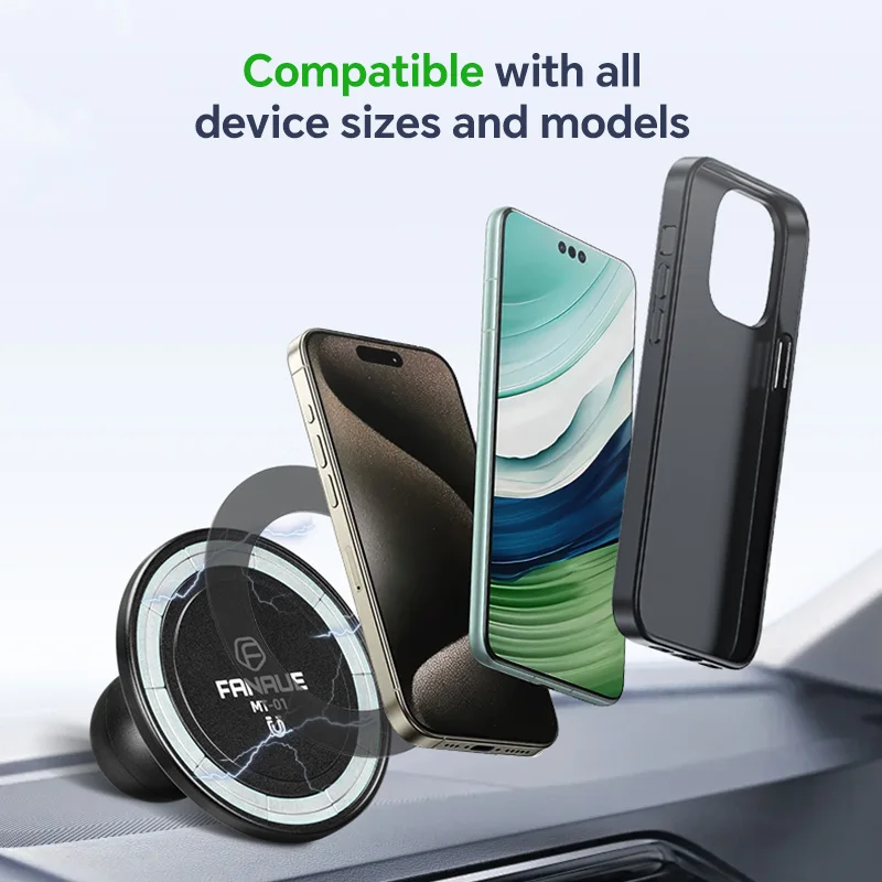 FANAUE Aluminum Magnetic Car Phone Holder Accessory for Central Control Screen Dashboard for iPhone 14 13 12 Xiaomi Vivo Huaw