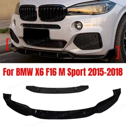 For BMW X6 F16 M Sport 2015-2018 Front Bumper Spoiler Lip Gloss Black Lower Splitter Blade Protector Kit