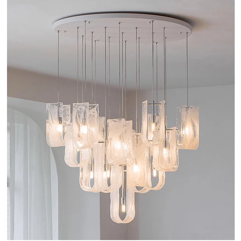 

Роскошный французский стеклянный подвесной светильник, минималистская скандинавская гостиная, столовая, декоративные светильники в вестибюле отеля