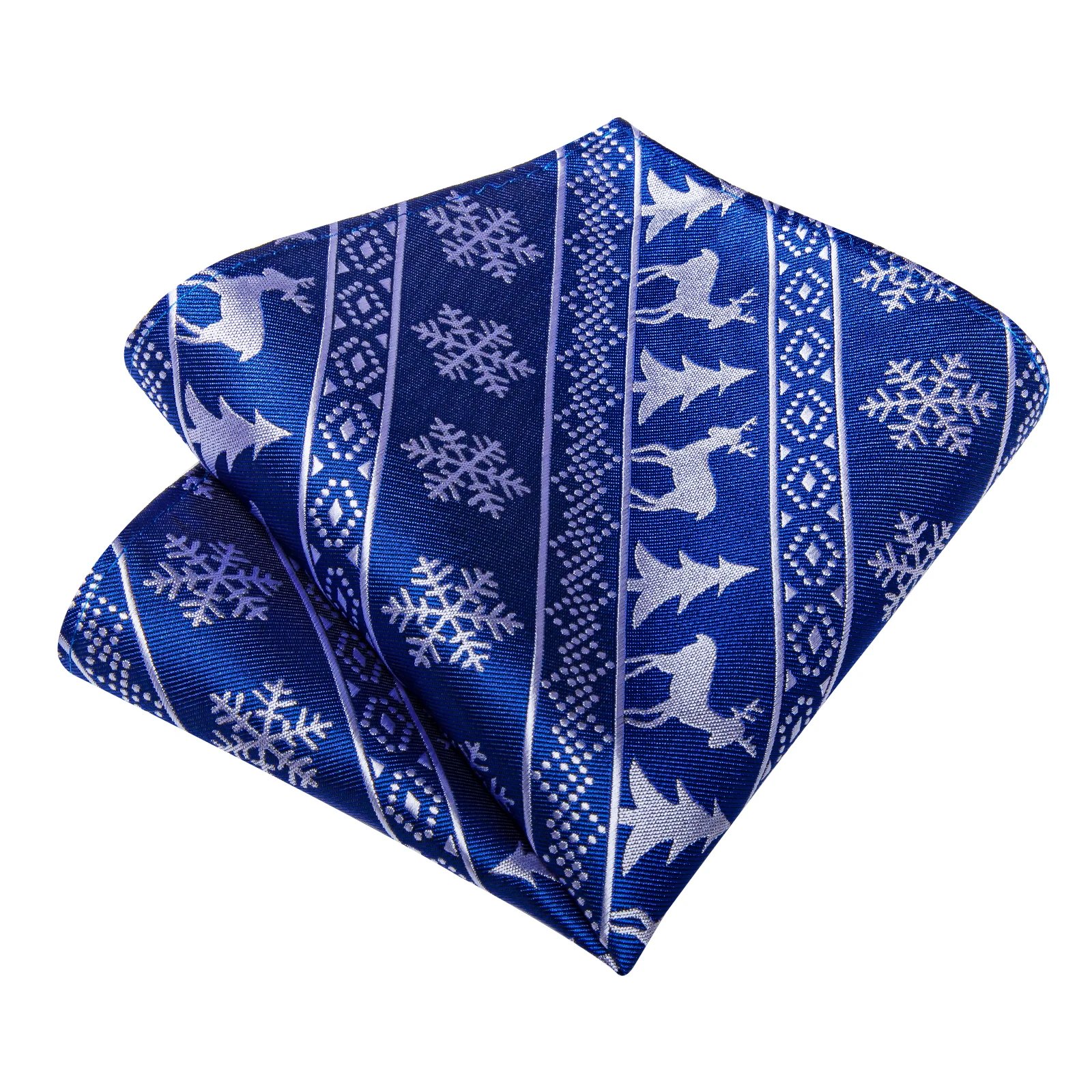 2023 Blue Christmas Ties for Men Family Party Accessories 8cm Tie Set Gift Handkerchief Cufflinks Wholesale Dropshipping