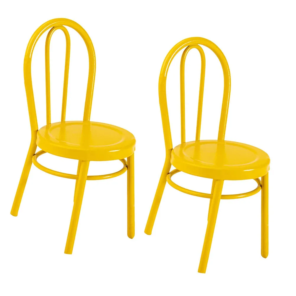 2Pcs Miniature Iron Dining Chairs 1 12 Scale Mini Metal Furniture Creative Mini House Accessories Small House Ornament Home