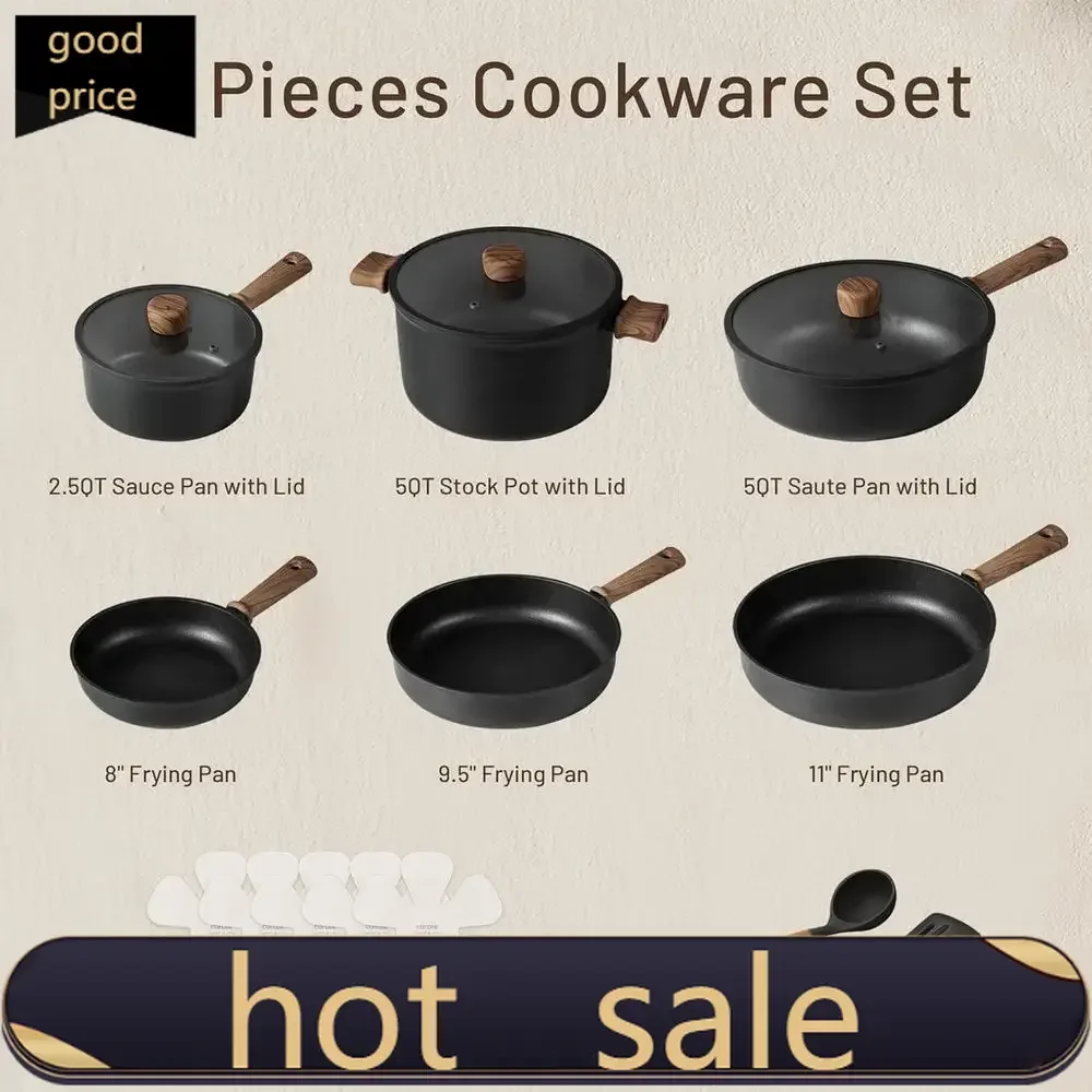 

Набор посуды из 16 предметов с антипригарным покрытием, подходящий для индукционных плит, 5Popular