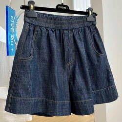 Weibliche Kordel zug Shorts blaue Cowboy Frau leicht elegantes Temperament lässig Sommer Shorts Damen Streetwear Jean kurze Hose q382