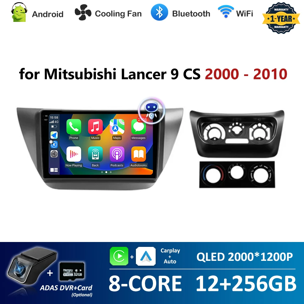 Carplay for Mitsubishi Lancer 9 CS 2000 2001 - 2010 Car Radio Video Multimedia Player DSP Stereo Android QLED IPS Screen WiFi FM