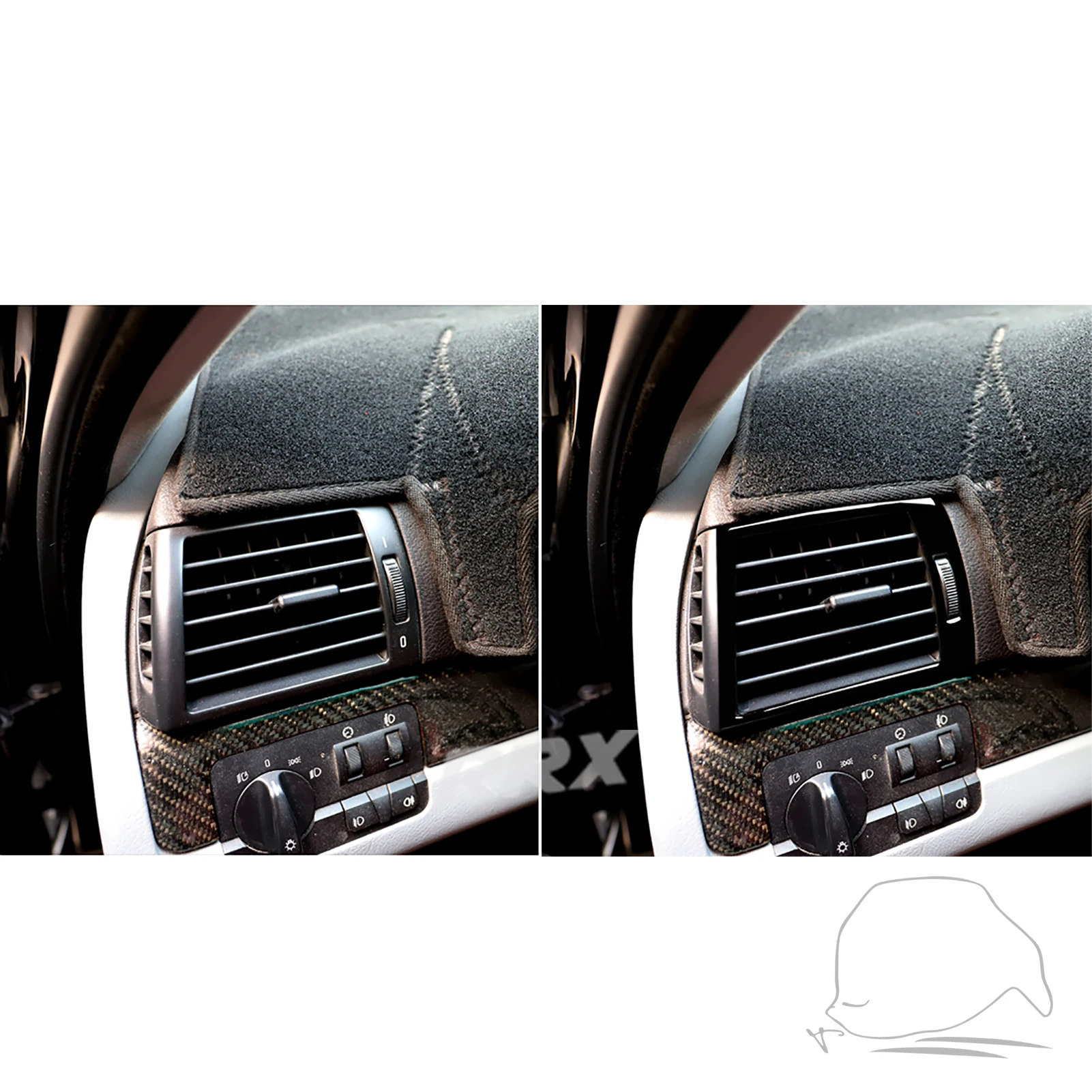 For BMW 3 Series E46 1998-2005 Left Right Dashboard AC Air Vent Outlet Trim Real Soft Carbon Fiber Interior Accessories Sticker