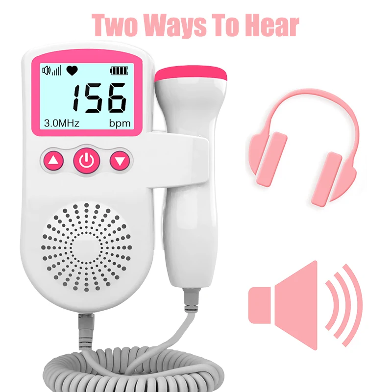 2.5MHz Ultrasound Doppler Fetal Portable Baby Monitor Pregnancy Women Heart Rate Monitor No Radiation Sonar for Home
