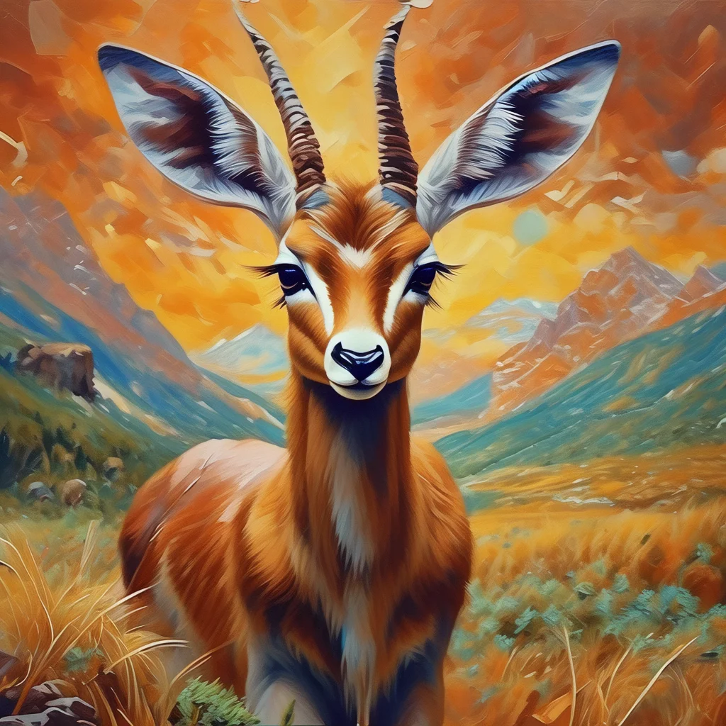 

158568 Grassland antelope animal theme oil painting