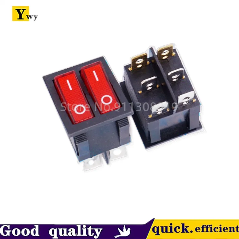 KCD3 double row red light double on/off ship type switch 250V15A KCD3 six pin switch