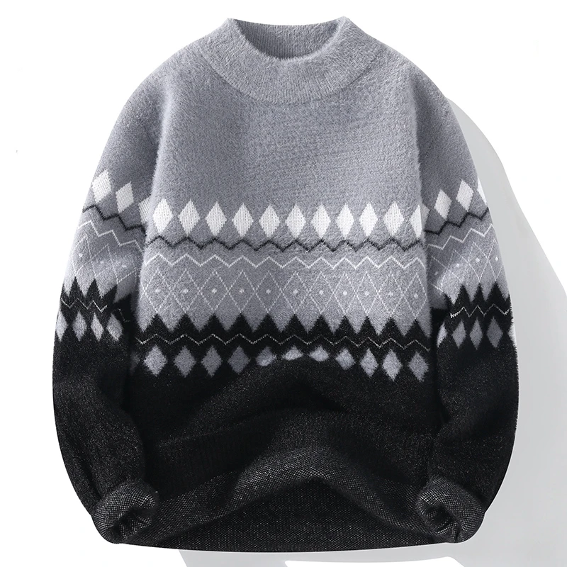 Pull de haute qualité tendance de la mode pour hommes, automne, hiver, nouveau style décontracté confortable pulls chauds hommes diamant motif
