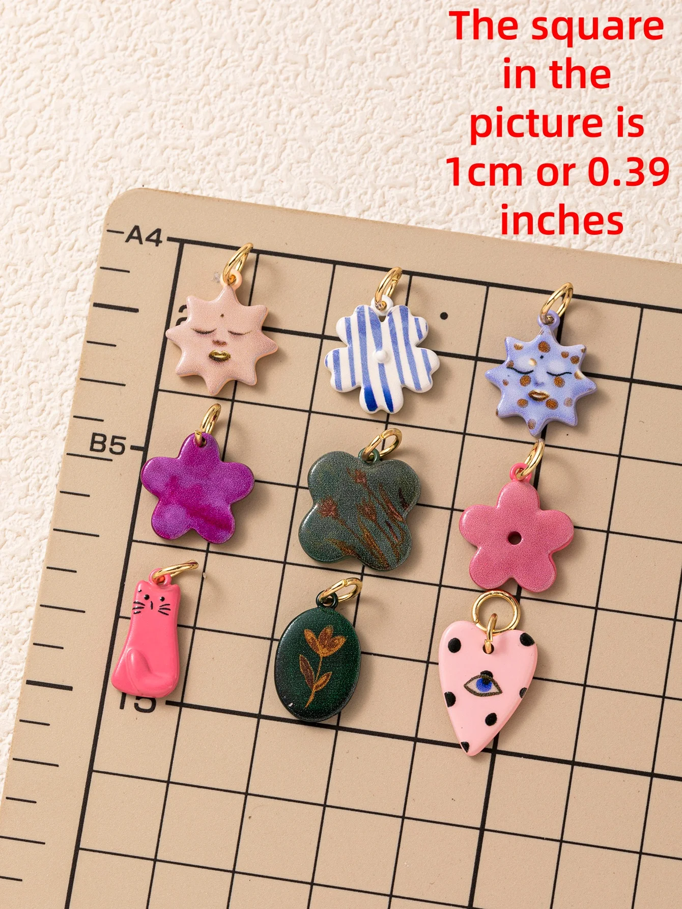 Frische und schlichte neue bunte Blumen-Liebes-Sonnen-Handgemachte Malerei DIY-Anhänger-Charms für Schmuck. – Detail 1