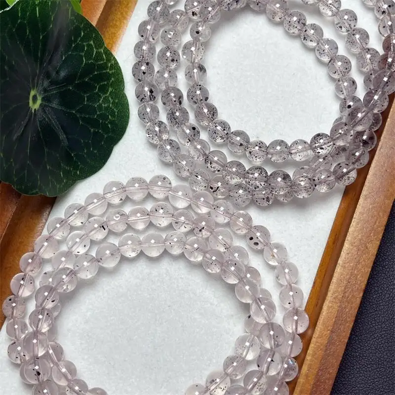 

Natural Black Strawberry Quartz Triple Circle Bracelet Handmade Stretch Rope Bracelet Luxury Jewelry Energy Healing Gift 1PCS