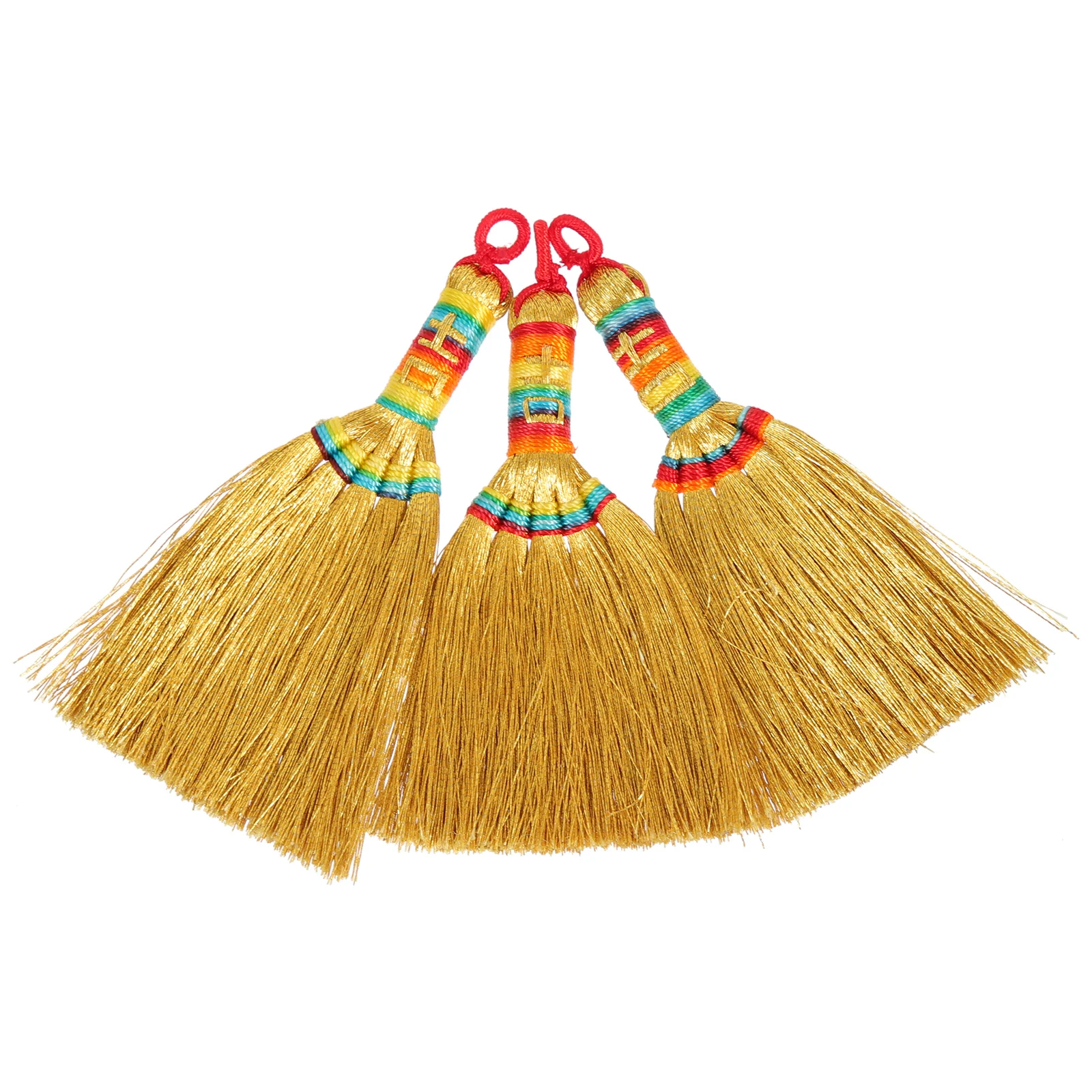 

3 Pcs Bedside Broom Pendant Shape Keychain Pendants Decor Mini Retro Decorations