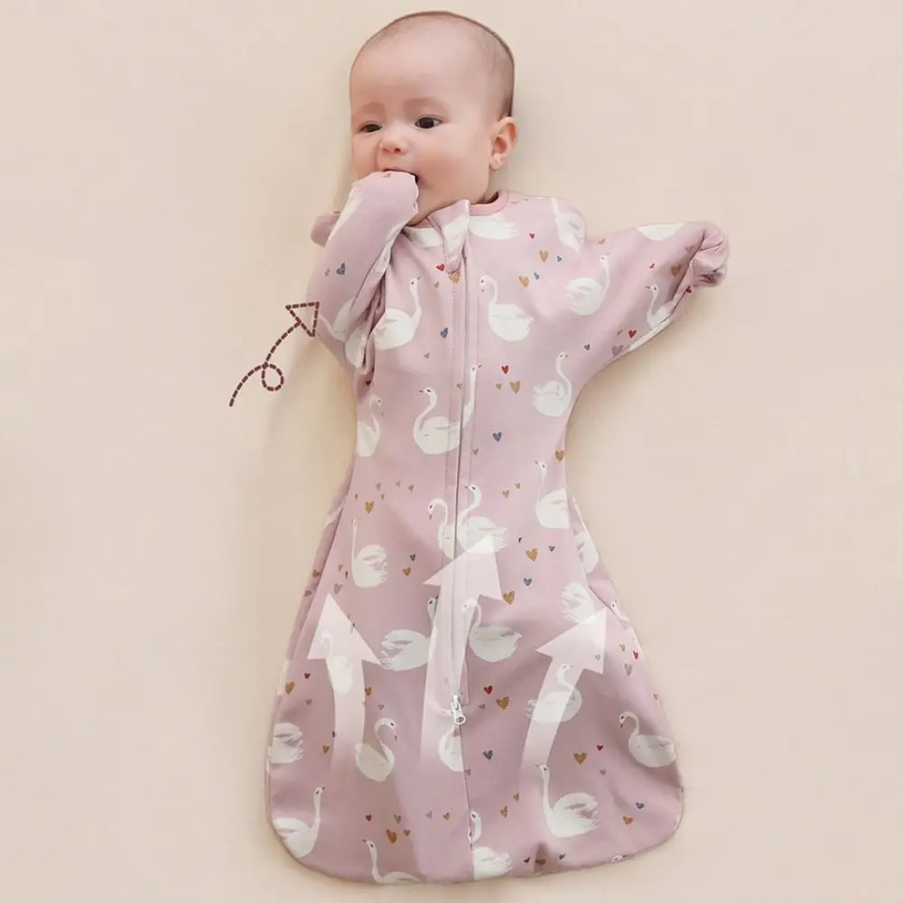 

Raised Hand Design Newborn Swaddle Blanket Cotton Anti-startle Baby Swaddle Bags Cartoon Soft Fabric Sleeping Bags Newborn Care