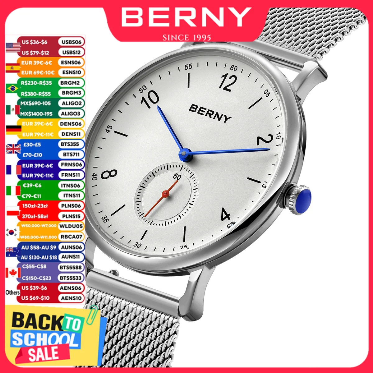 Luxury Watch On Sale - BERNY Men Watch Quartz Wristwatch For