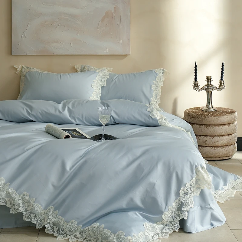 Luxuriöses Bettwäsche-Set, cremefarben, Queen-Size-Größe, Schlafzimmer-Dekoration, weich, bequem, elegantes Design für Frauen und Paare, Prinzessinnen-Bettlaken – Detail 5