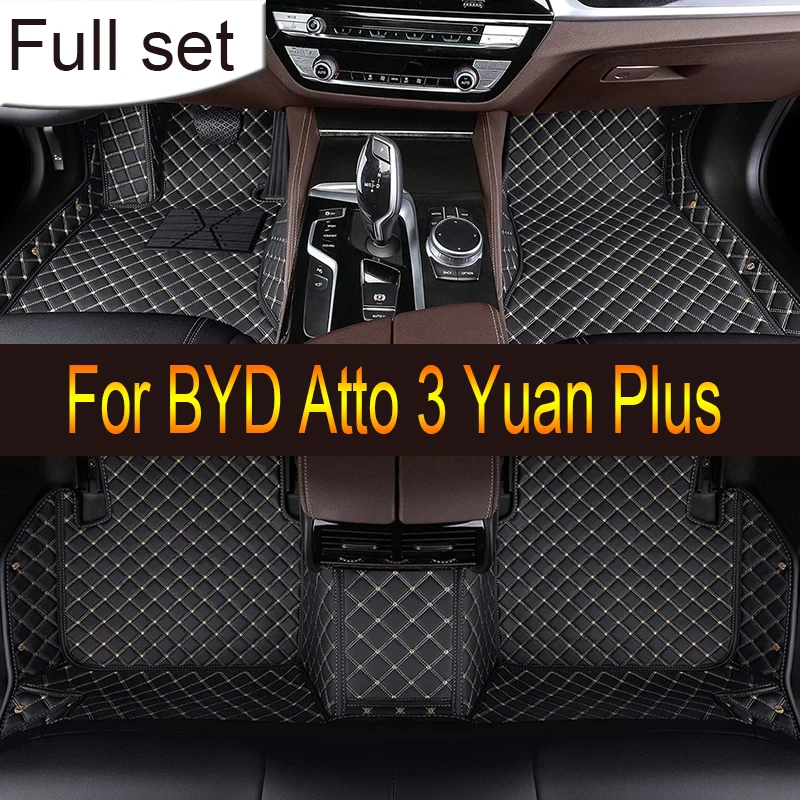 

Автомобильные коврики на заказ для BYD Atto 3 Yuan Plus 2022, автомобильные роскошные кожаные коврики с полным покрытием для мужчин и женщин