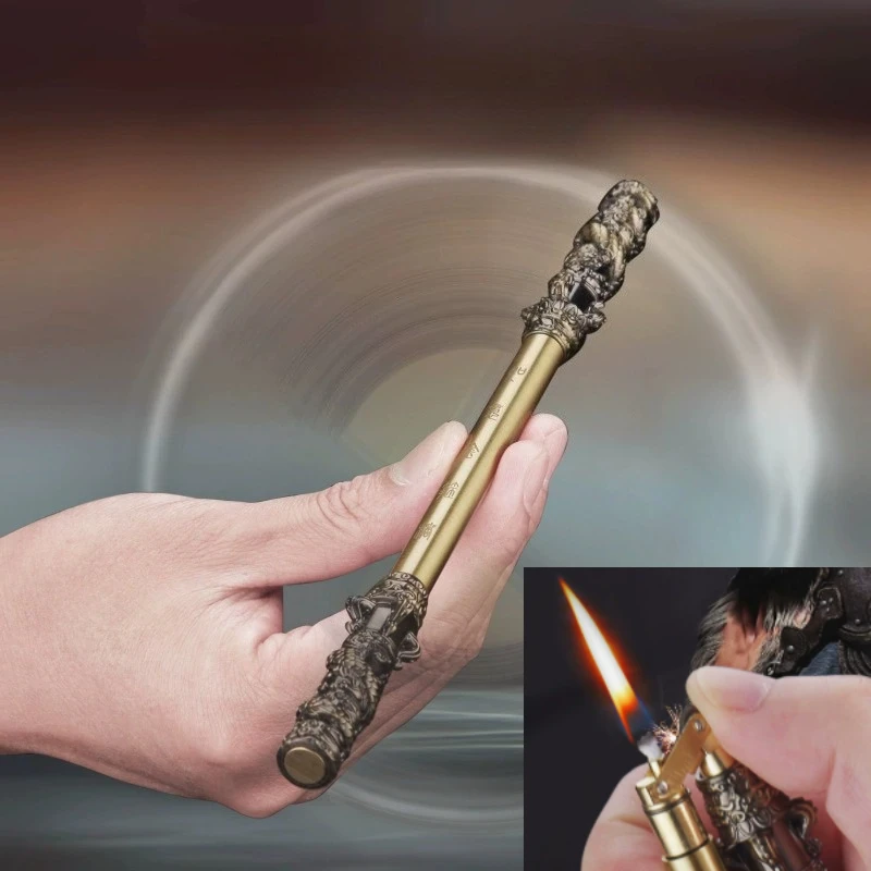 

New Creative Black Myth Wukong Golden Hoop Rod Metal Lighter Mini Decompression Foldable Double Joint Rod Cigarette Lighter