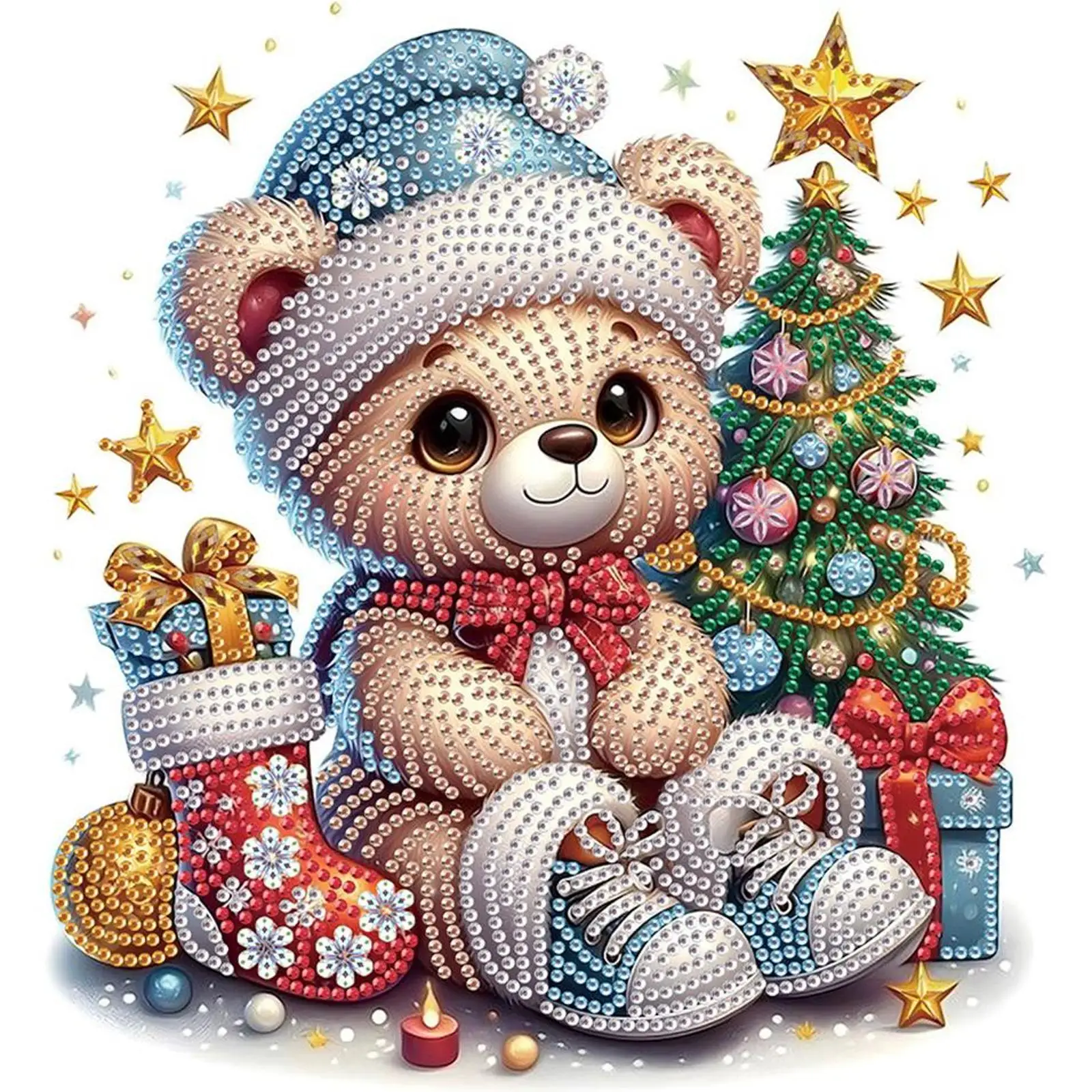 

4pcs 5D DIY Partial Special Shaped Drill Xmas Animal Diamond Painting Kit30x30cm