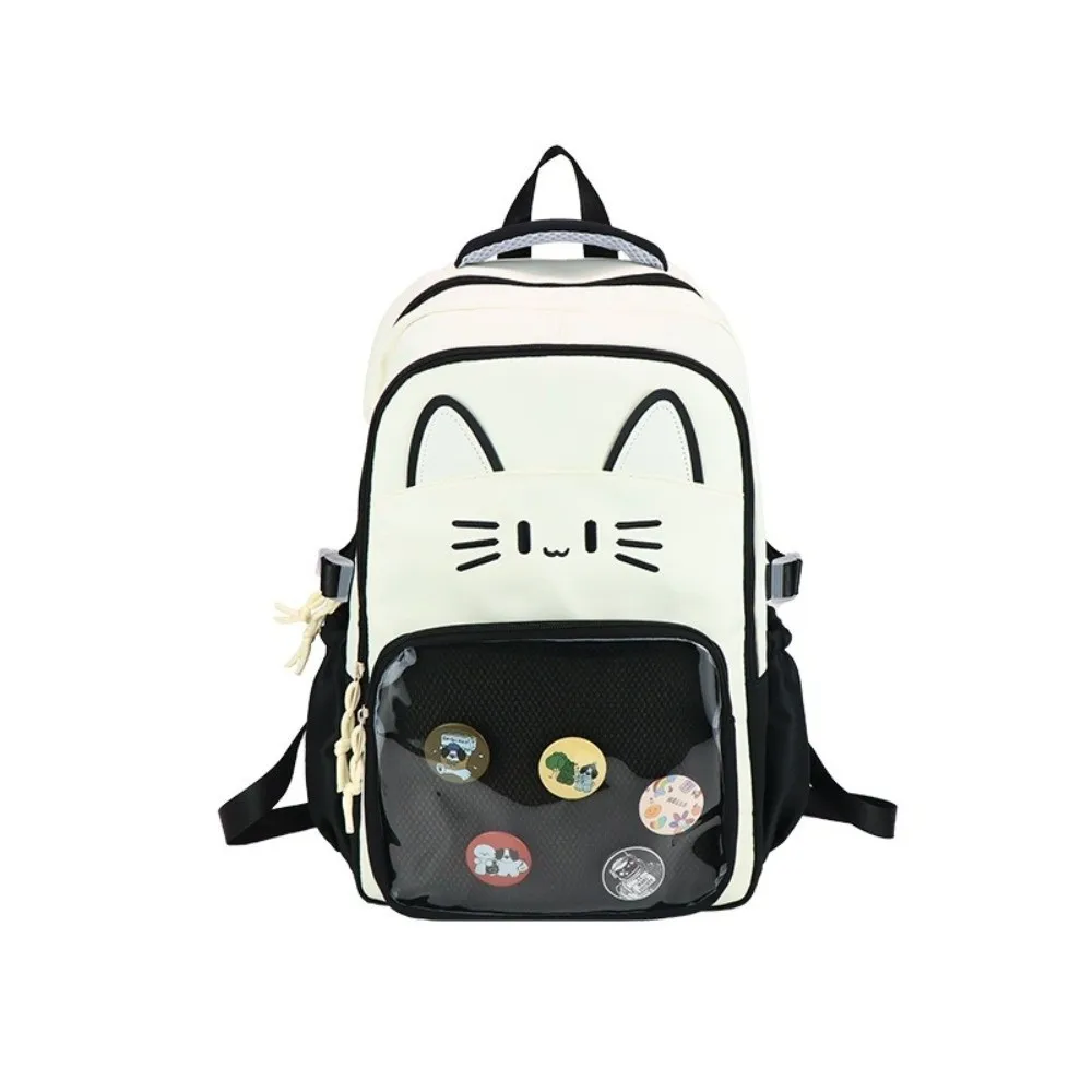 Ransel Ita Transparan Kawaii Kapasitas Besar DIY Display Kartun Kucing Tas Sekolah Tali Bahu Ganda Tas Sekolah