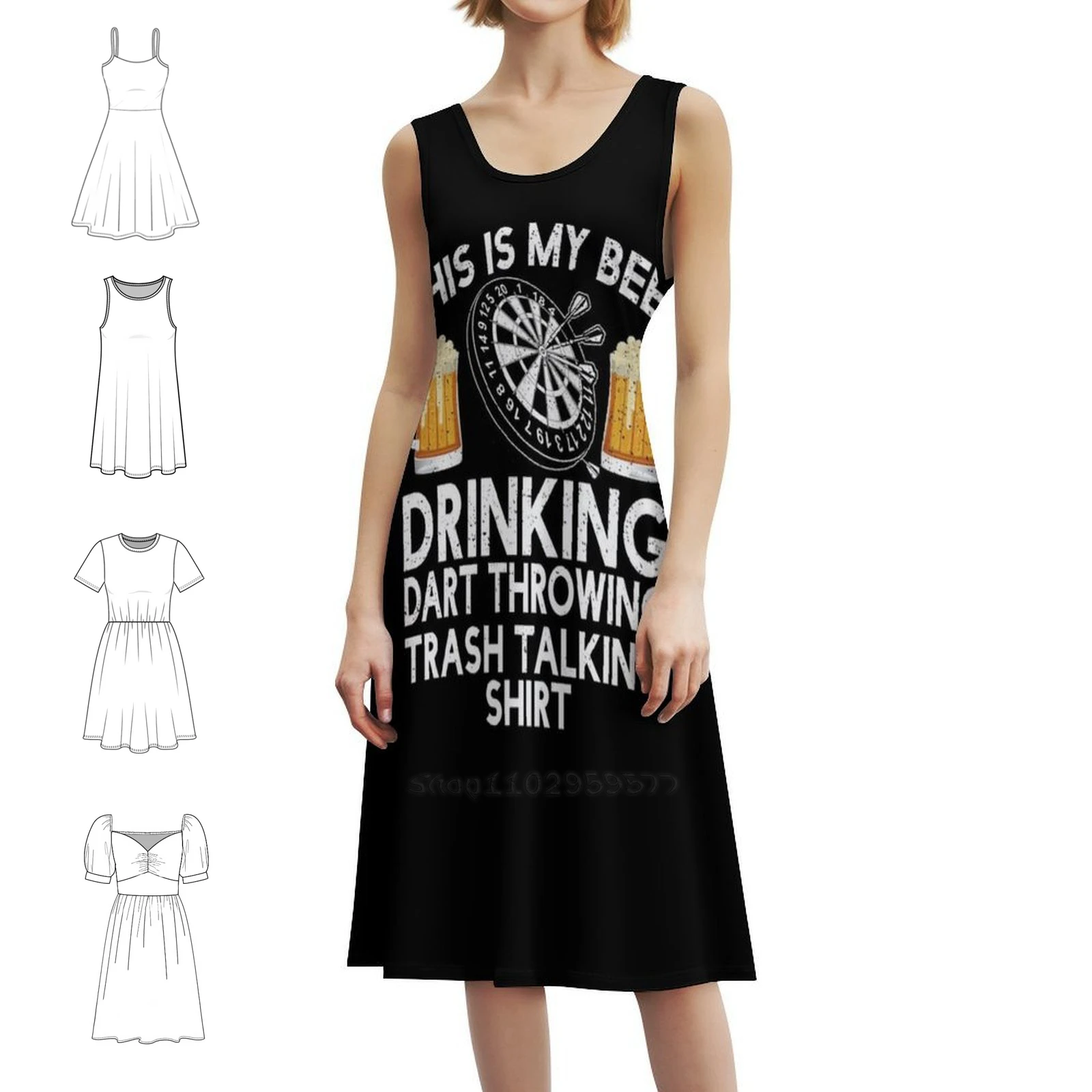 

Funny Distressed Retro Vintage Darts And Drinking Sexy Vacation Dress For Women Beach Party Birthday Mini Dress Darts And