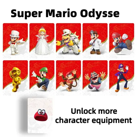 New 10Pcs Mario Mini Card Super Mario Party NFC Card Ten kinds of cute clothing NS Switch 3DS Game Set