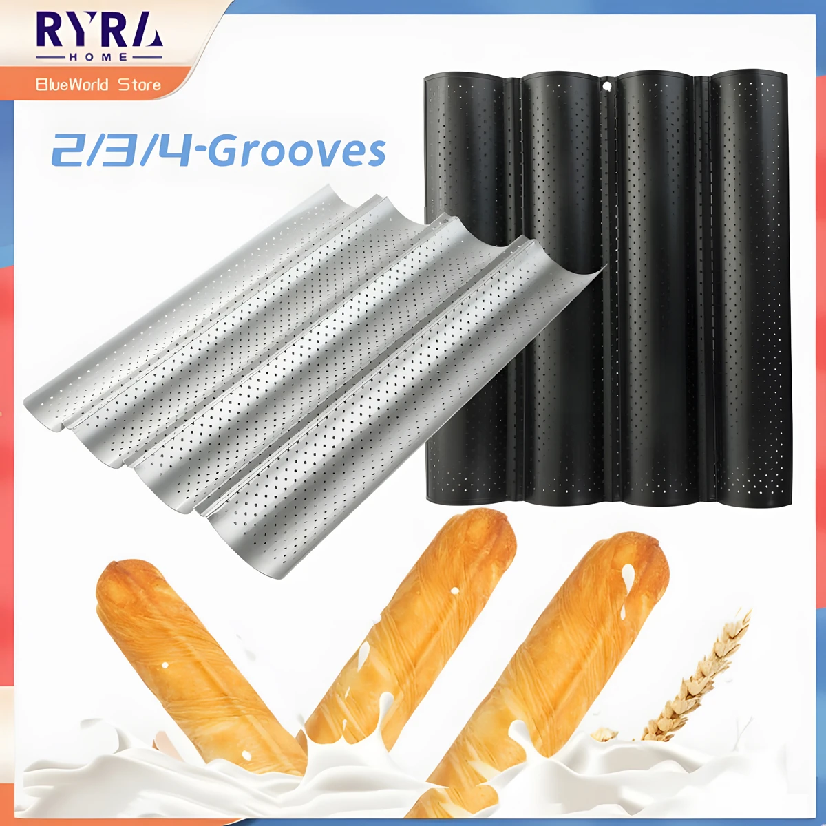 2/3/4 Even Stainless Steel Baguette Pan Non-Stick Cake Oven Pastry Tray Practical Bakeware Groove Waves Mold Cooking Accessories