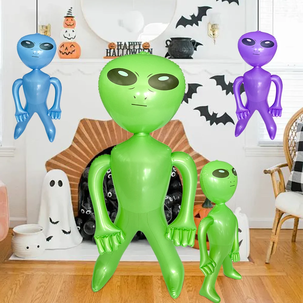 1 peça brinquedo alienígena inflável disponível em dois tamanhos de 33 polegadas e 63 polegadas adequado para presentes de festa de Halloween com tema alienígena