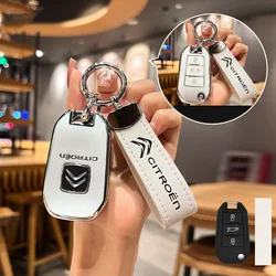 TPU 자동차 플립 Floding 키 케이스 커버 보호대 쉘 Fob 시트로엥 C3 C4 선인장 C6 C8 자동차 키 체인 자동차 액세서리