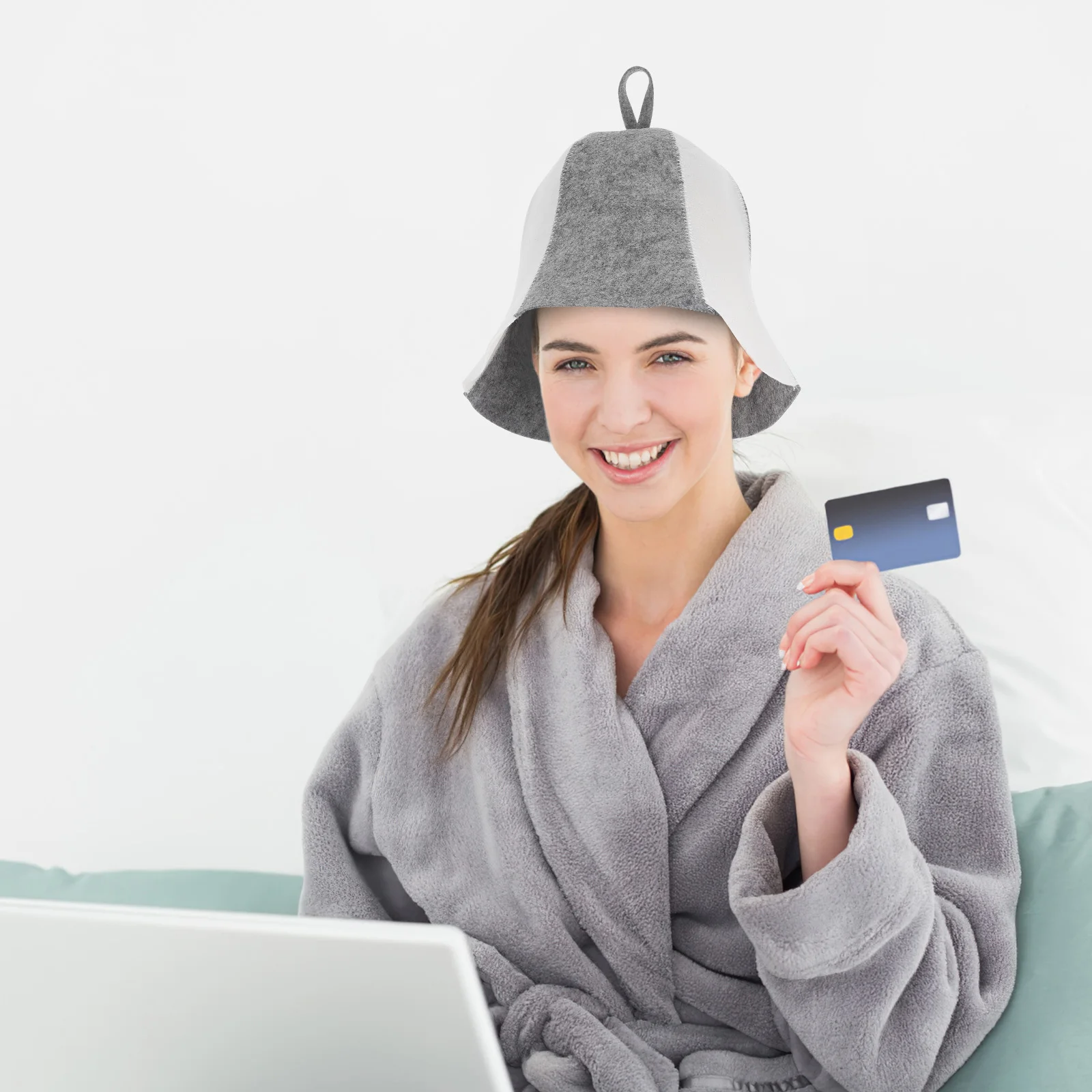 

2Pcs Sauna Hat Felt Thickened Water Absorbent Bath Hat Comfortable Sauna Caps for Men Women Home Use Large Shower Caps