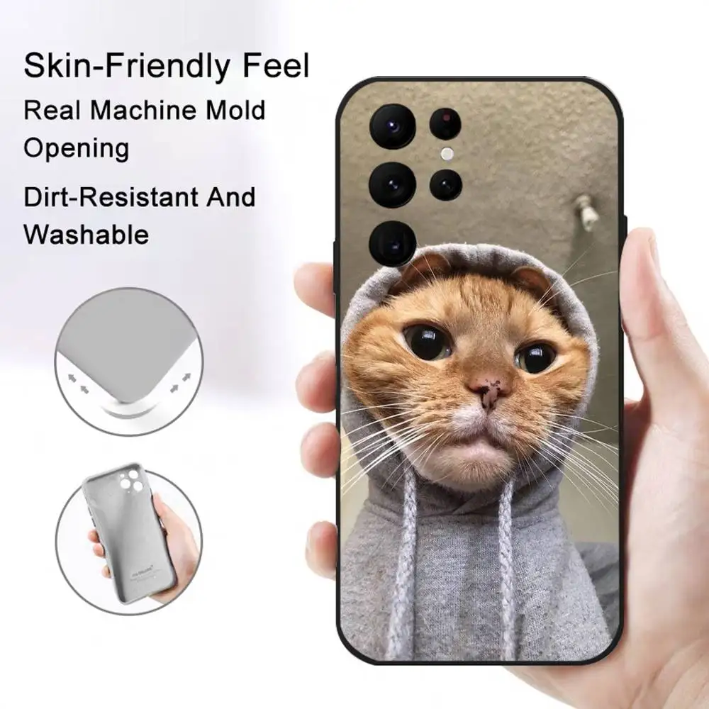 لطيف الحيوانات الأليفة القط مضحك ميمي جراب هاتف لسامسونج S سلسلة s21 s22 s23 s24 s25 FE زائد الكلاسيكية تنوعا أسود لينة قذيفة