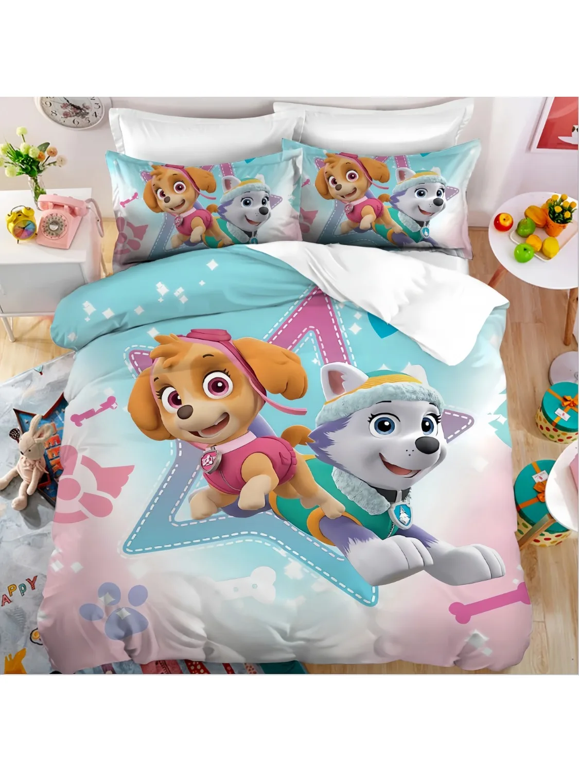 Leuke PAW Patrol Beddengoed Set Dekbedovertrekken Kussenslopen voor Volwassen Kiods Slaapkamers Enkel Dubbel Maten Anime Gedrukt Woondecoratie - afbeelding 2