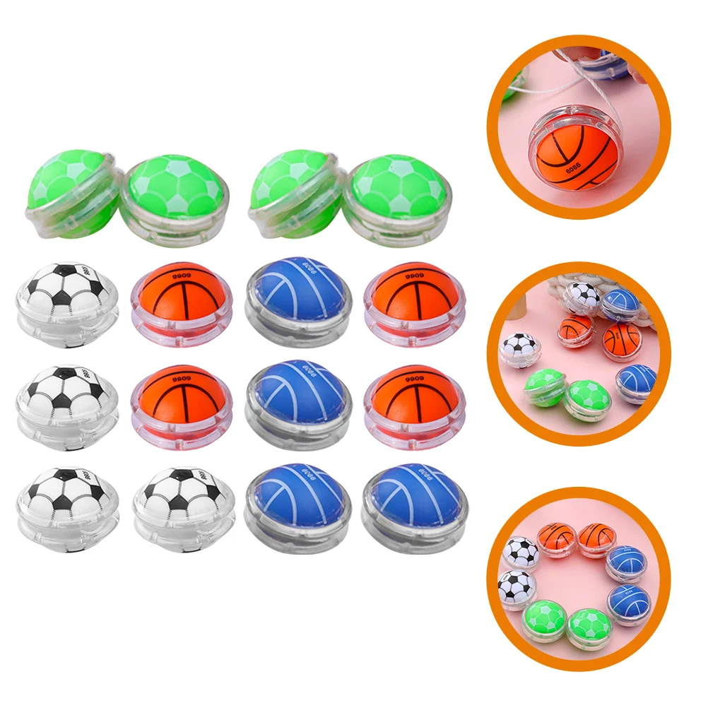 12 Pcs Responsive Bearing Ball Children's Football Basketball Yo-yo Toy Set 12pcs Bearings Small Kids Yoyo Plastic