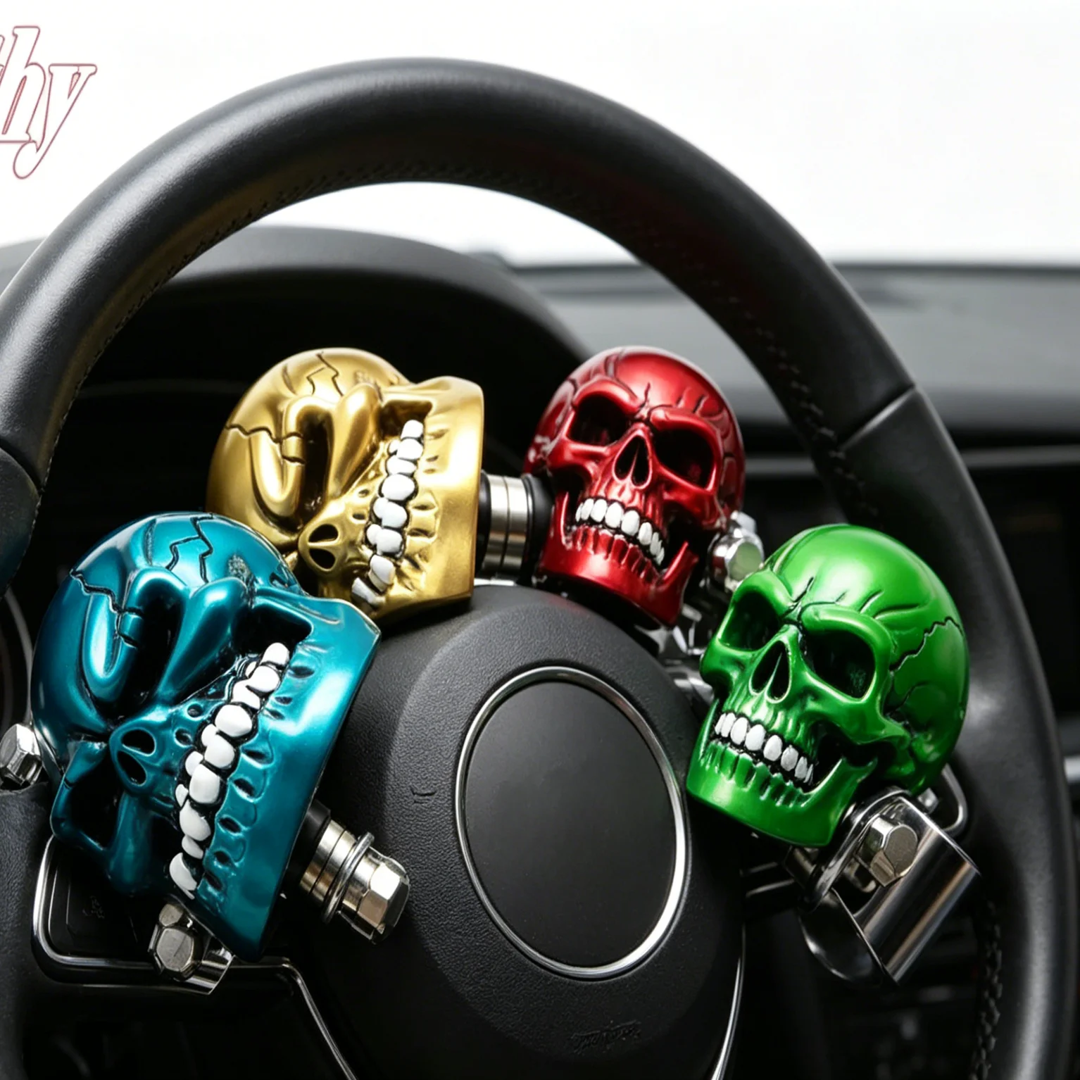 Car Styling Steering Wheel Booster Skull Head ABS Turning Helper Power Control Ball Auto Spinner Knob Auxiliary Booster
