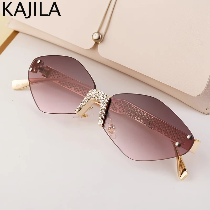 

Fashion Small Frame Hexagon Rimless Sunglasses women 2025 Luxury Brand Design Polygon Sun Glasses For Ladies Metal Eyewear UV400