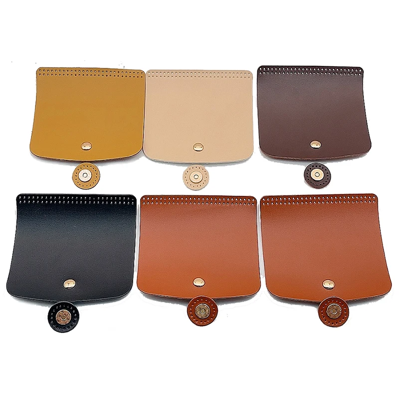 Flip Cover Rectangle Leather Bag Cover Sew on  Leather Tab Closure with Alloy Buckle for DIY Handbag Purse Shoulder Bag Making