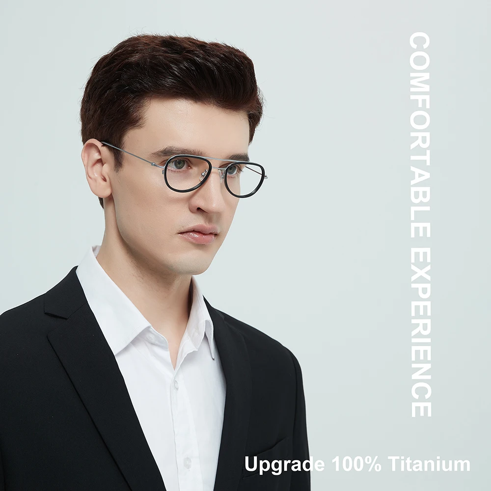 

Japanese Pure Titanium Acetate Glasses Frame Men Women Handmade Pilot Eyeglasses Ultralight 8g Double Beam Eyewear Gafas