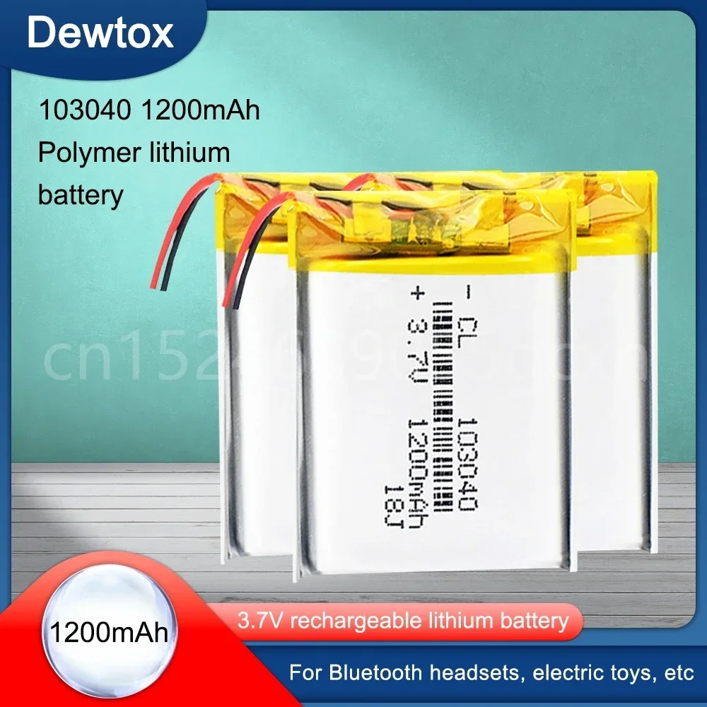 3.7V 1200mAh Lithium Polymer LiPo Rechargeable Battery 103040 For MP3 MP4 GPS PSP mobile video game PAD E-book Tablet 10*30*40