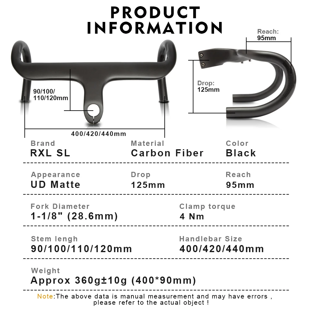 RXL SL Integrated Handlebar Carbon Fiber Road Bike Handlebar 1-1/8