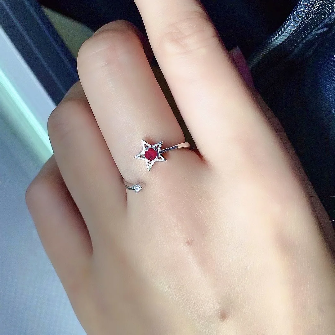 Fashion Small Ruby Silver Ring 3mm 100% Real Ruby Ring for Daily Wear 925 Silver Ruby Jewelry Brithday Gift for Woman