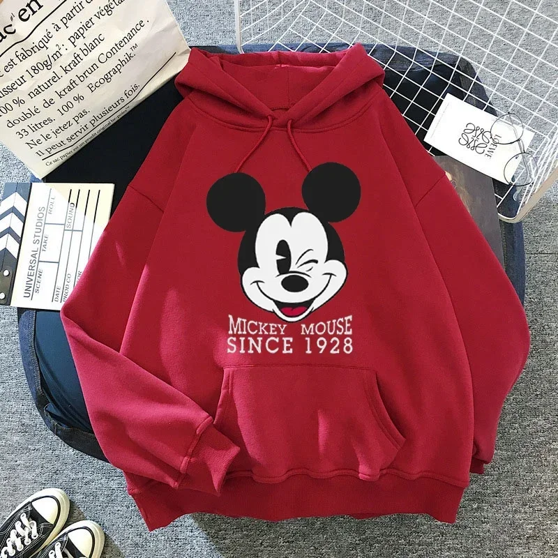 Moletom estampado engraçado para desenho animado feminino, capuz mickey mouse, hip hop, estilo harajuku, moda outono e inverno