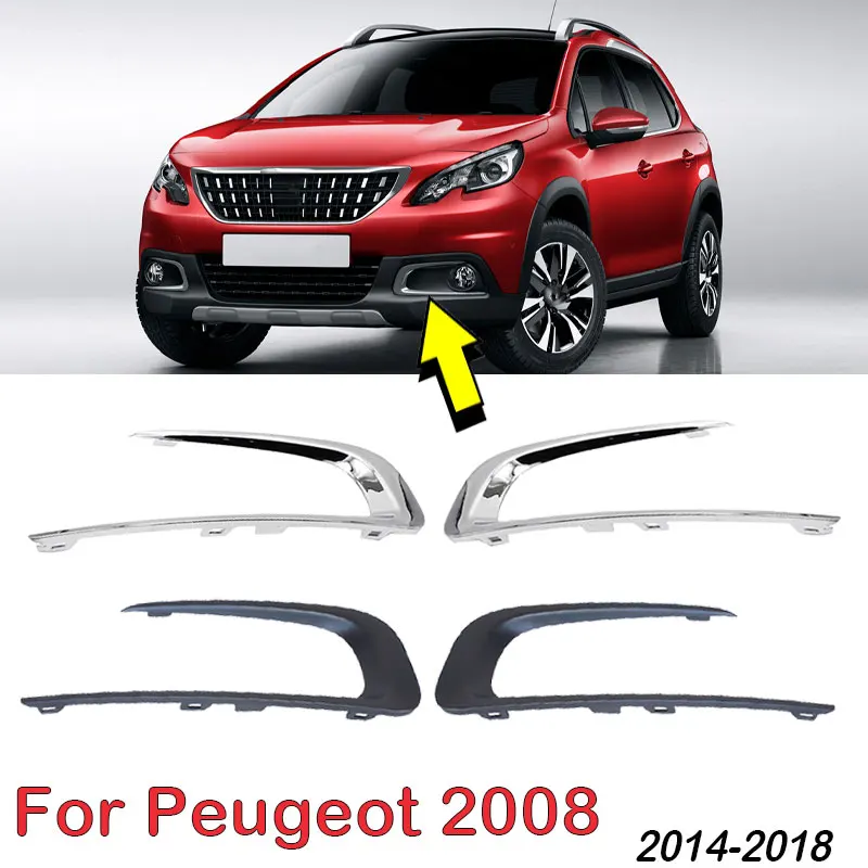 For Peugeot 2008 2014 2015 2016 2017 2018 Car Front Fog Light Cover Shell Grill Daytime Running Lamp Frame Trim Auto Accessories