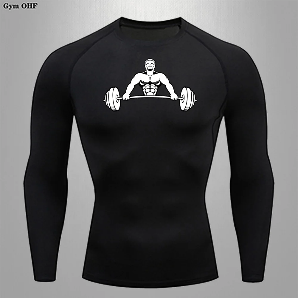 

Long Sleeved Printed T-shirt For Men Weightlifting Bodybuilding Yoga Workout Jujitsu Fitness Sweatshirt Athletic Tops GYM Tees