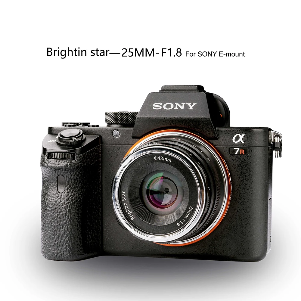 Brightin Star 수동 초점 프라임 미러리스 카메라 렌즈, 소니 E, 캐논 EF-M, 니콘 Z 후지필름 M43, 25mm F1.8 광각 APS-C