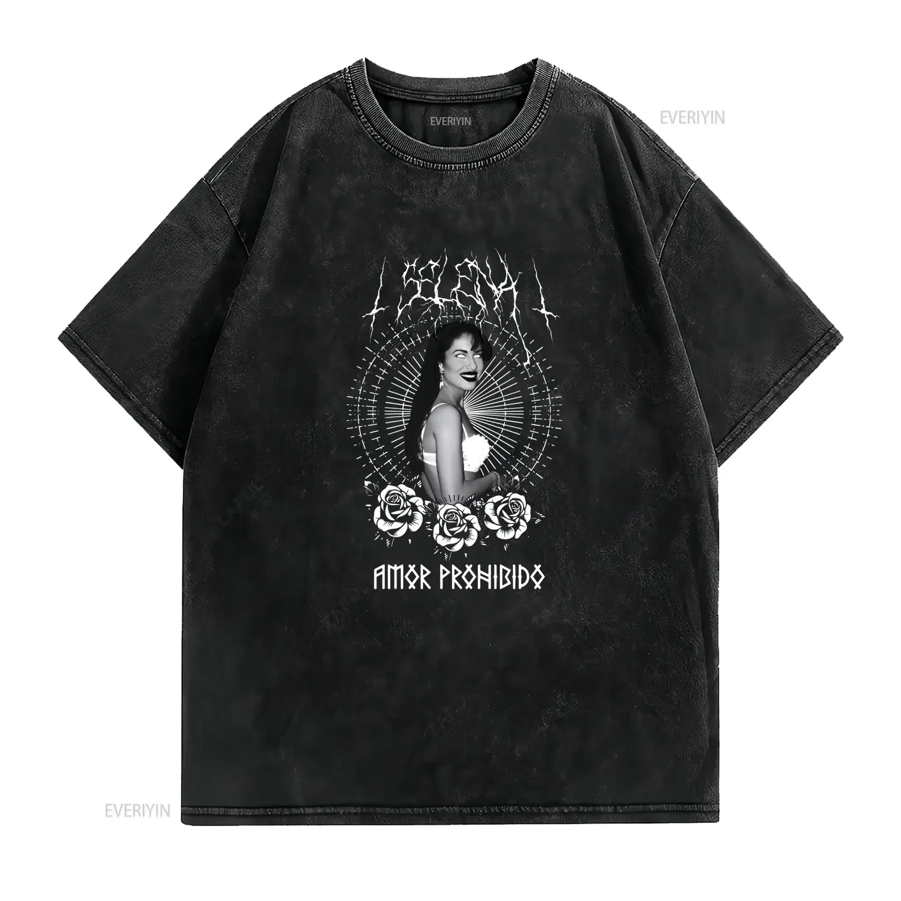 Selena Amor Prohibido T Shirt Death Metal  vintage Washed Breathable graphic fashion Stylish Unisex Versatile Stretched Casual