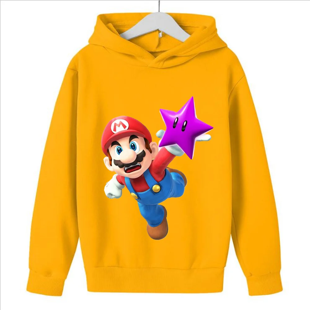 용수철 가을 마리오 의류, 어린이 스웨터, 프린트 캐주얼 후드, 학생 야외 스포츠, 심플한 긴팔 의류