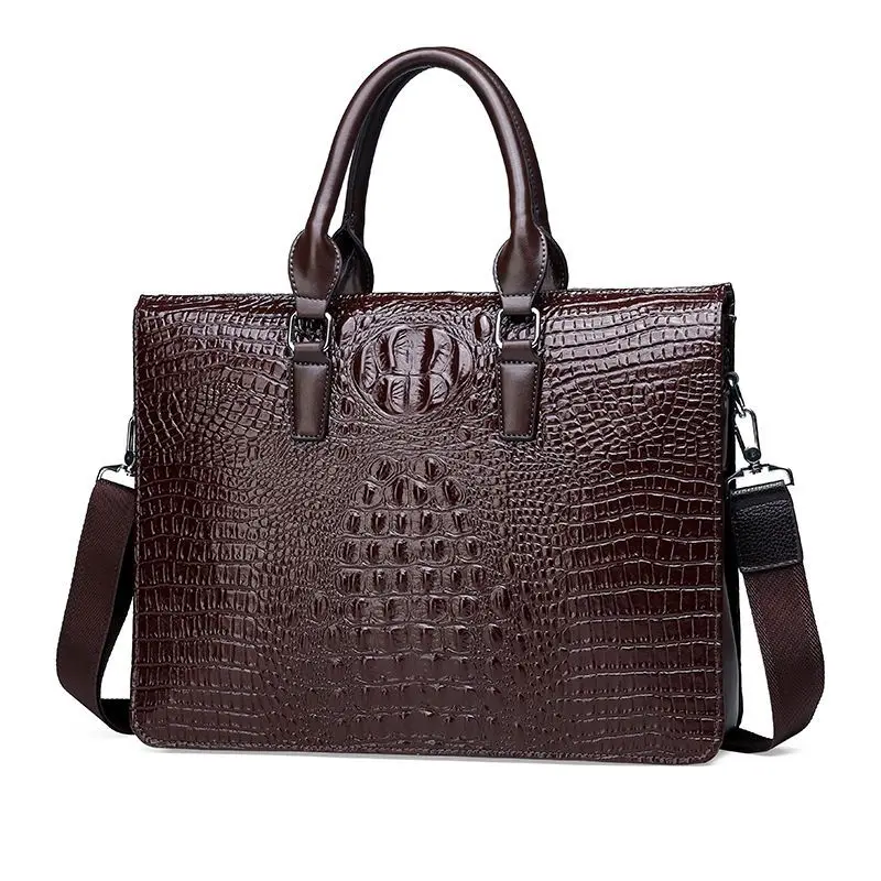 New Luxury Alligator High Quality Leather Business Men\'s Briefcase Male Briefcase Shoulder Bag Men Messenger Laptop Computer Bag