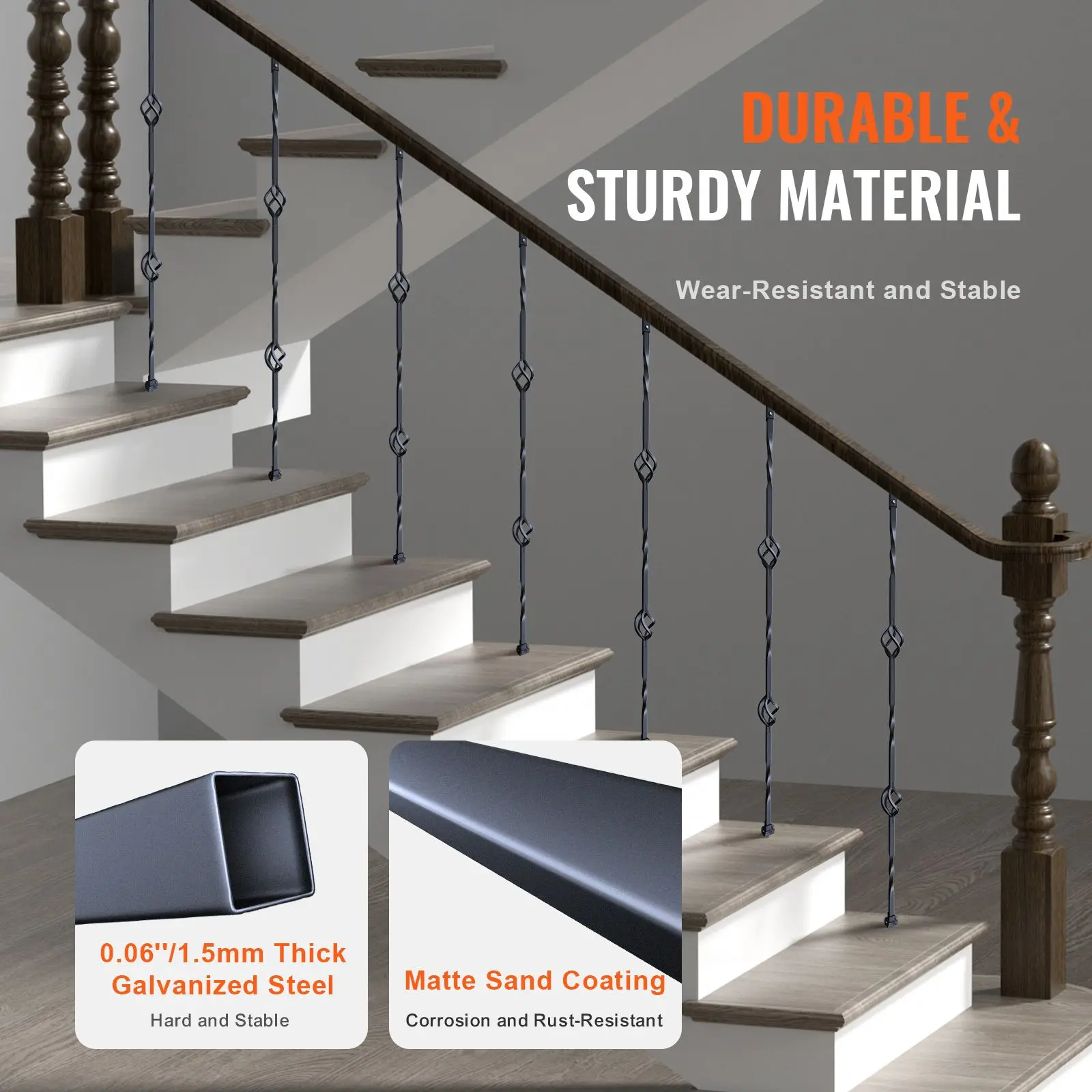 Staircase Metal Balusters, 44'' x 1/2