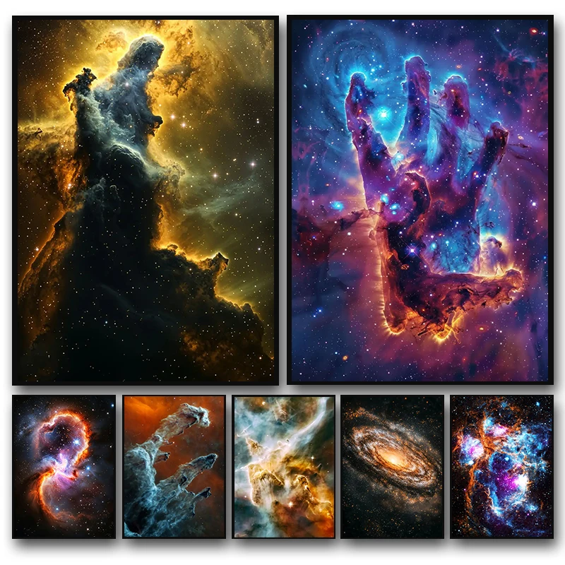 Pósteres coloridos de nebulosa, espacio, universo, Vía Láctea, impresiones de estrellas, pintura en lienzo, imagen artística de pared, decoración del hogar para sala de estar
